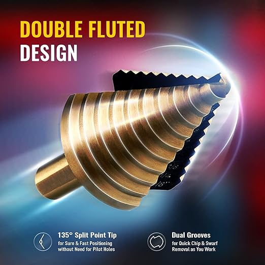 ZELCAN Step Drill Bits, HSS 5PCS Titanium Step Drill Bit Set, 50 Sizes in 5 High Speed Steel Unibit Drill Bits Set for Sheet Metal with Aluminum Case, Multiple Hole Stepped Up Bits for DIY Lovers