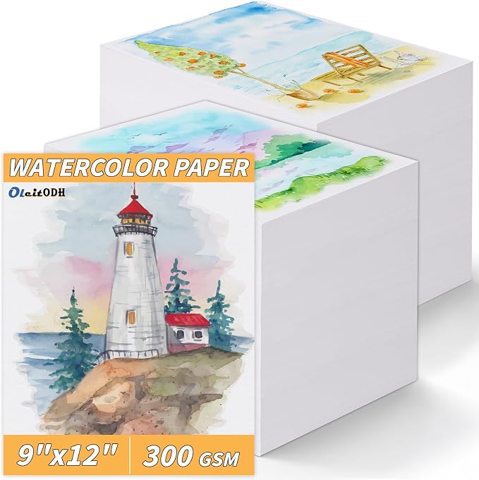 300 Sheets Cotton Watercolor Paper Bulk -140LB/300GSM Art Paper-9 x 12 inch - Image 8