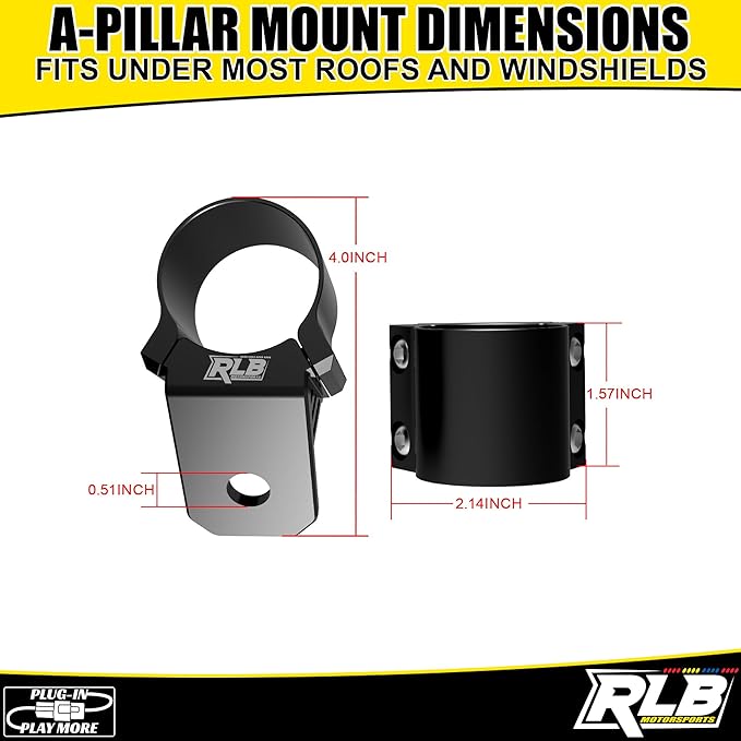 Light Bar Mount (1 PC-Single) UTV A-Pillar POD Light Mount by RLB MOTORSPORTS (2")