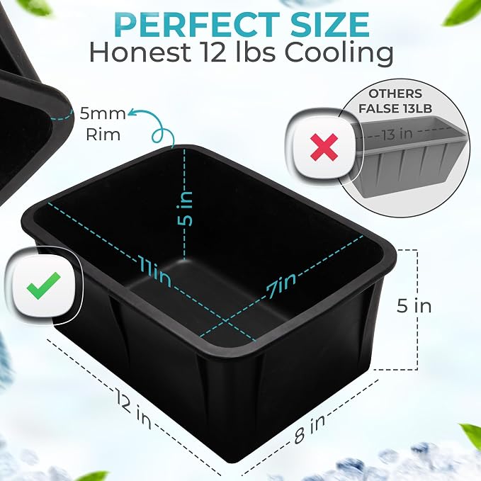 Ice Block Form With Lid Makes 12 Lb. Ice Cube 11" x 7" x 5" Largest Available - Image 2