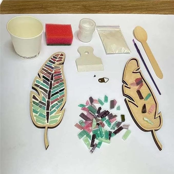 Smowfes Mixed Colour Leaf Mosaic Kit, Creative DIY Colourful Home Decoration - Image 3