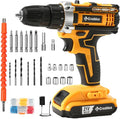 Cordless Drill Set 21v Power Drill Cordless With Battery & Charger, 84pcs Accessories Electric Drills Variable Speed, 3/8" Keyless Chuck, Built-In Level and 2 Driver orange kit