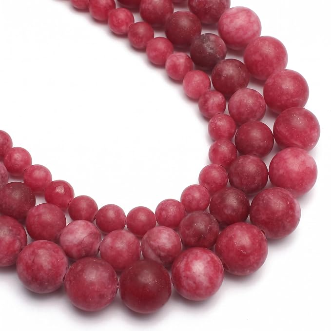60pcs Natural Matte Red Gemstone Beads，6mm Frosted Round Loose Stone Beads by Yochus