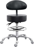 Drafting Chair Big Cushion Rolling Stool with Back, Tall Shop StoolRolling Chair with Footrest for Studio, Workshop, Classroom, Lab, Counter, Home Office (Black)