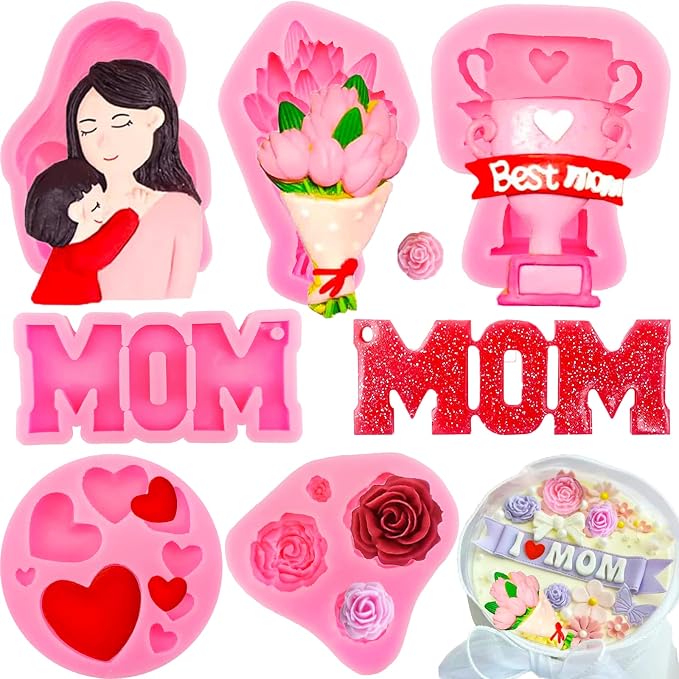 6Pcs Mother's Day Fondant Mold Mom Word Silicon Mold Best Mom Chocolate Mold by JJzxwish