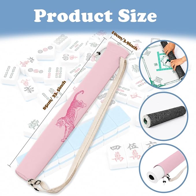 Preppy Pink Tiger Mahjong Mat Bag - Image 2