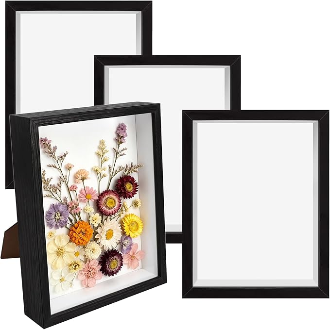 VOKOY 3 Pack 6" x 8" Shadow Box Frame, Small Wood Hollow Picture Frame by VOKOY