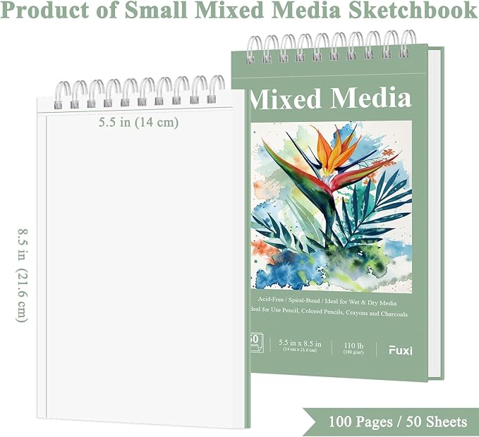 Fuxi Small Mixed Media Sketchbook, 50 Sheets Per Pad. - Image 2