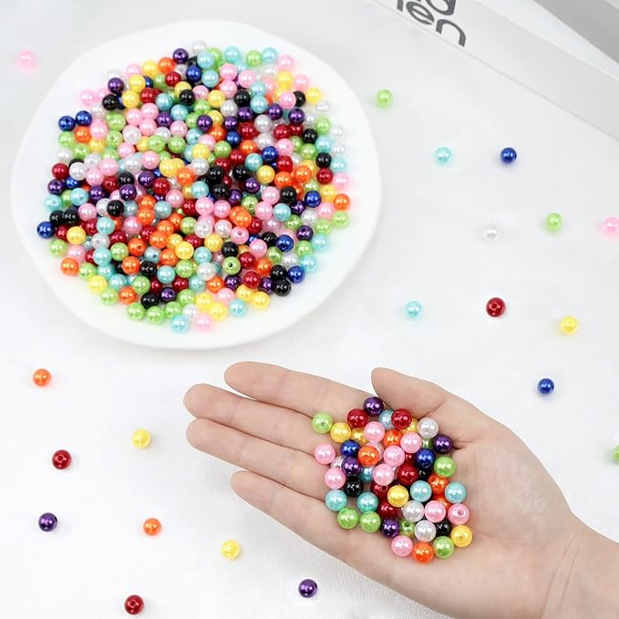 DUQGUHO Pearls for Bracelets 6mm Colorful Beads for Jewelry Making Fake Plastic - Image 5