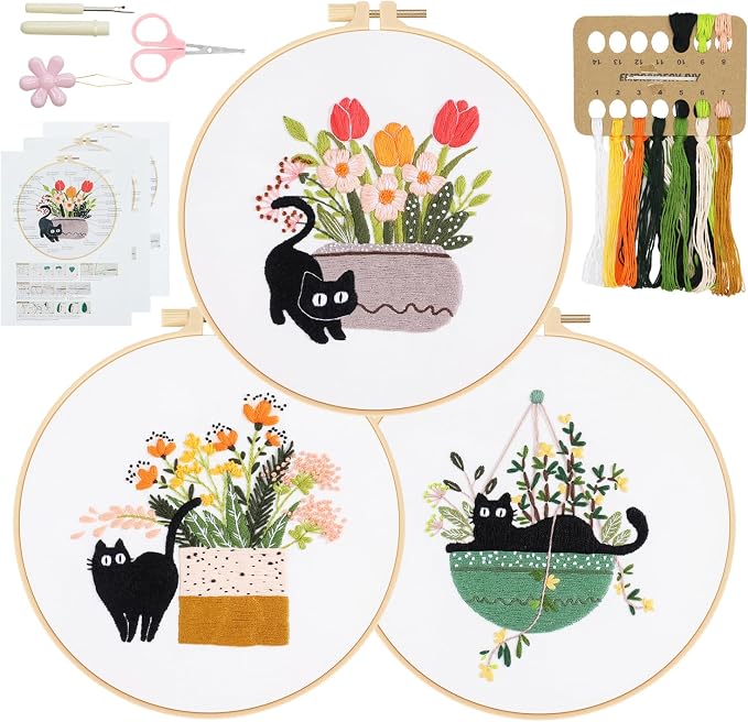 Embroidery Kit for Beginners, Stamped Kits by RidaaFri