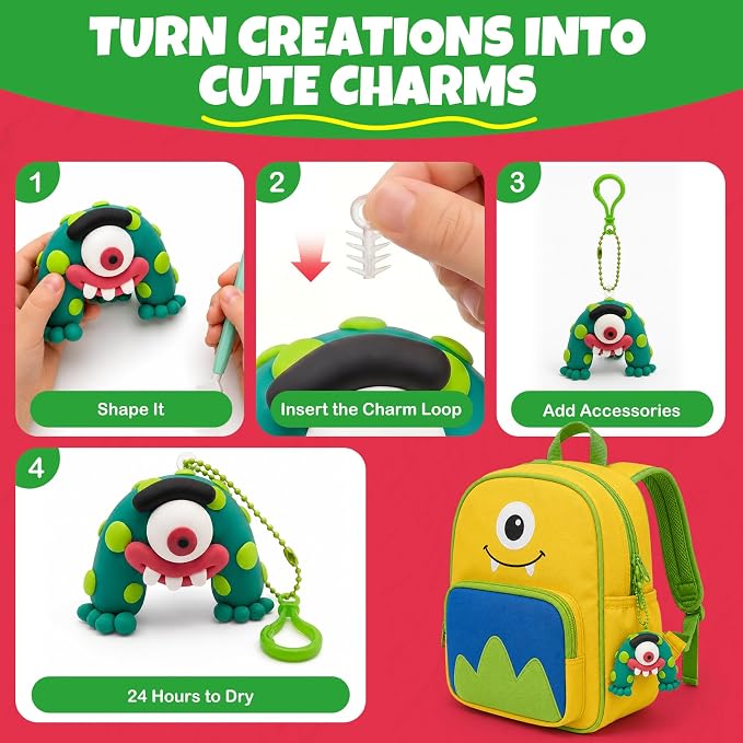 Air Dry Clay Kit for Kids, 12 Monsters Modeling Magic Clay Sculpting Set - Image 4