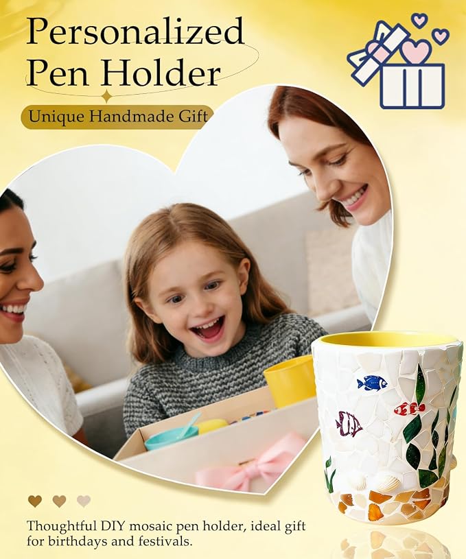 YUCHIYA DIY Glass Mosaic Pen Holder Craft Kit - Image 6