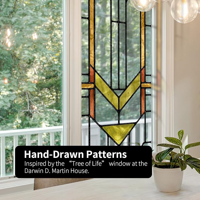 Faux Stained Glass Effect Transparent Window Film, Original Hand Drawn Static - Image 4
