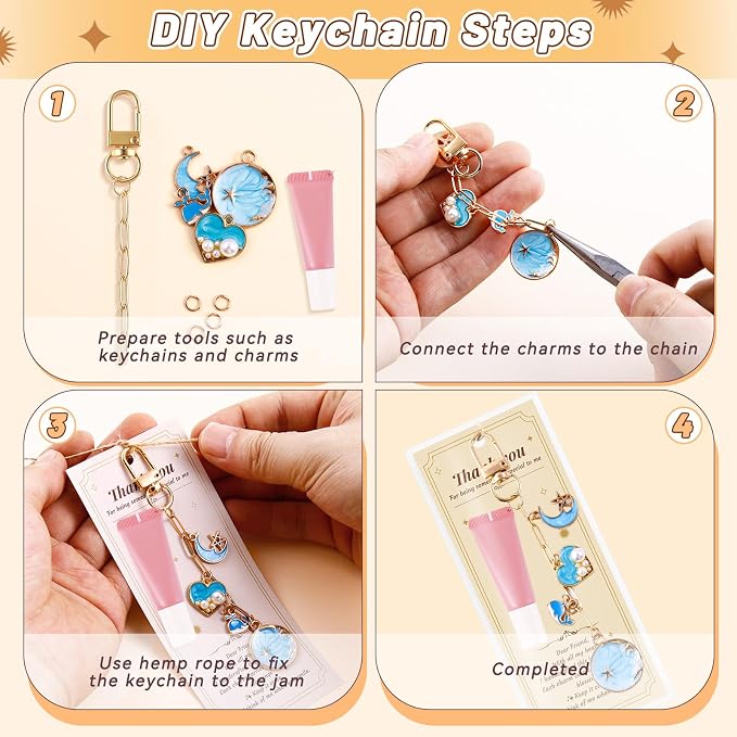 Wurosi 52 Set Lip Gloss Keychain Making Kit, Gift Bags, Thank You Cards - Image 4