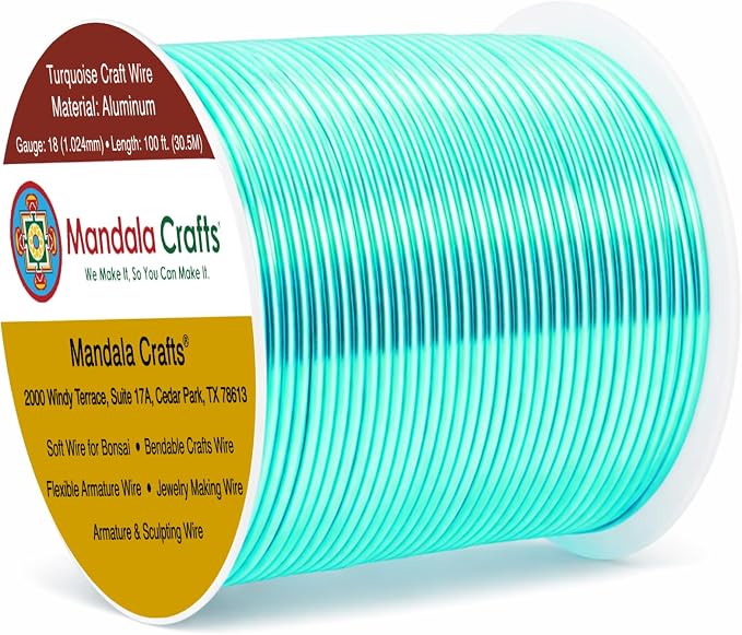 Mandala Crafts 18 Gauge Turquoise Anodized Aluminum Craft Wire, 100 FT | Colored by MandalaCrafts
