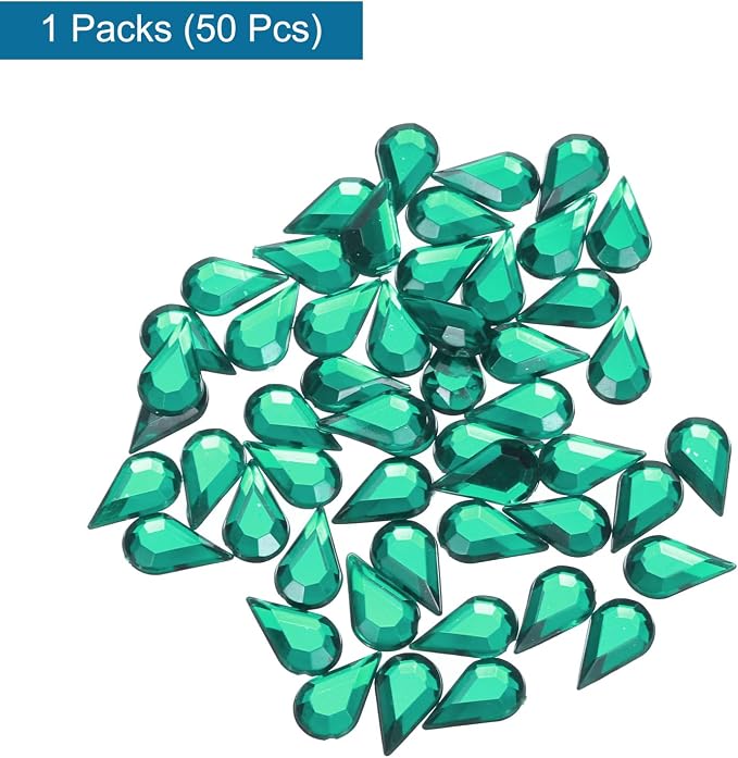 MECCANIXITY 50PCS Flat Back Acrylic Teardrop Gems 6x10mm Artificial Rhinestones - Image 3