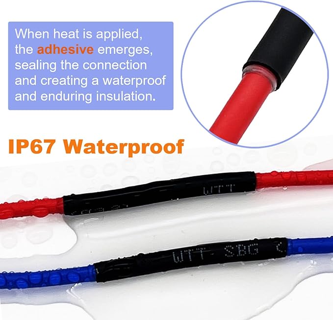 Heat Shrink Tubing Kit 355pcs - 3:1 Dual Wall Adhesive Lined - Electrical Waterproof Industrial Heat-Shrink Tubing Terminals- Marine Grade Wire Connector Shrink Wrap Tube - 3.15" Length - Black
