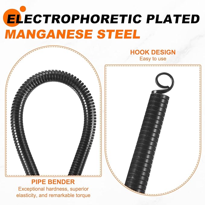 HARFINGTON PVC Spring Tube Bender 22.2mm OD 430mm Long C Type Conduit Pipe Bender Bending Spring for Pipe Bending Devices in Home Hydropower, Black