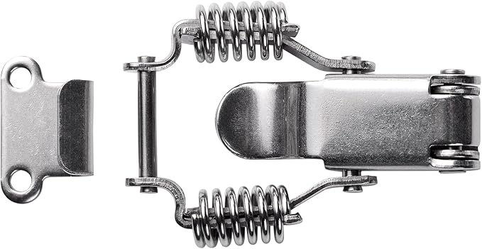 2 Pack Small Stainless Steel Spring Toggle Latch and Hook, Spring Draw Locking Catch Clamp Lacth with Screws for Toolbox Cabinet Boxes, 2-7/10 inch x 1 inch