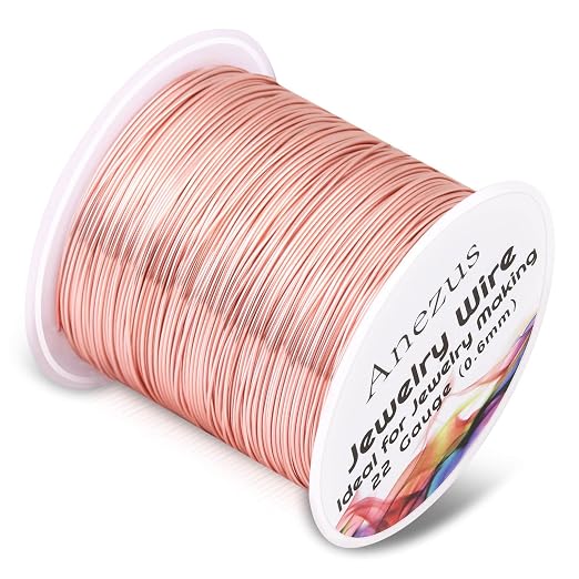 22 Gauge Jewelry Wire, Anezus Rose Gold Craft Wire Tarnish Resistant Copper by anezus