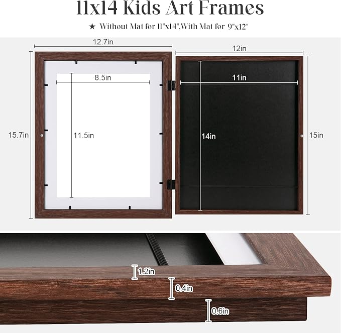 2-Pack Kids Art Frames, 11x14 Front Opening Kids Artwork Frames Changeable - Image 3