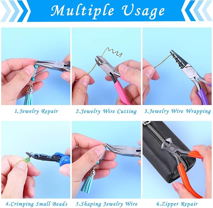 Acejoz Jewelry Making Tools Kit: 6pc Set, Including Needle Round Nose, Wire - Image 6