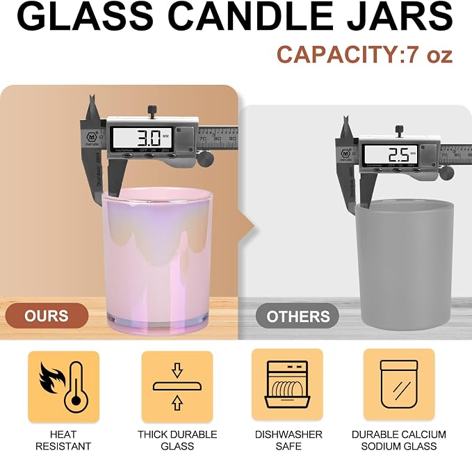 SHOWIN Thick Candle Jars for Making Candles 16 Pcs, 7 OZ Empty Jars - Image 3