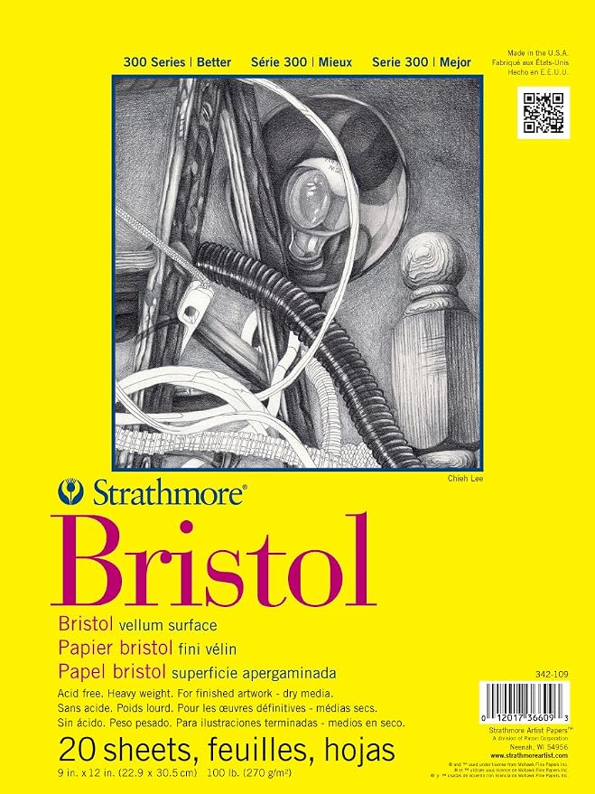 Strathmore 300 Series Tape Bound Bristol Pad, 100 lb. Vellum Surface, 9 X 12 by StrathmorePaper