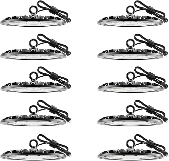 loyal LED High Bay Shop Lights: UFO Dimmable Commercial Lighting 6000K - for Warehouse Garage Workshop Gym with US Plug Cable