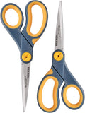 Westcott 8" Straight Titanium Bonded Non-Stick Scissors with Adjustable Glide Feature 2 Pack (16550), Grey/Yellow