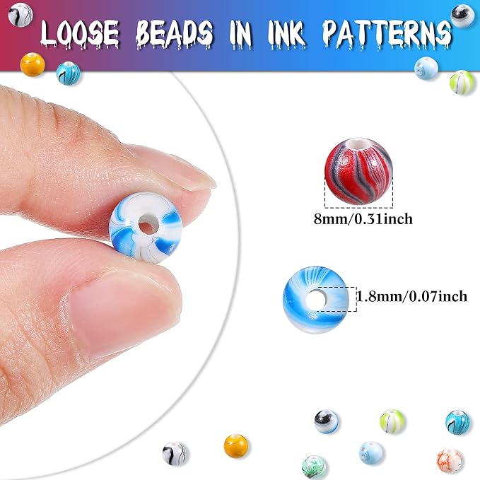 Hicarer 500 Pcs 8 mm Beads Bulk Acrylic Craft Beads - Image 2