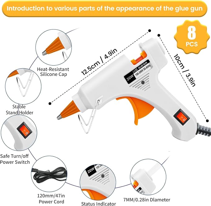 Fast Preheating Mini Hot Glue Gun, 8 Pack - Image 5
