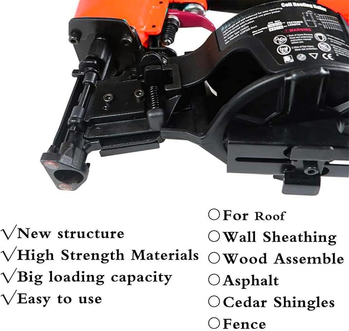 Roofing Nail Gun, 15 Degree CN45N Roofing Nailer 3/4-Inch to 1-3/4-Inch Coil Nails, 120-pcs Load Capacity Coil Nailer