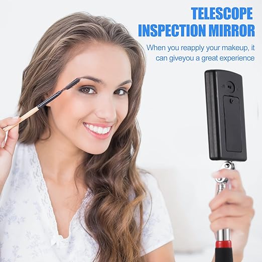 4 Pieces Telescoping Inspection Mirror Telescoping LED Lighted Flexible Inspection Mirror Tool for Checking Observing Vehicle Small Parts(Classic Style)