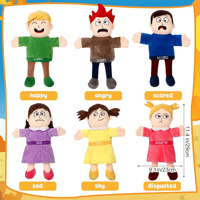 Lenwen 6 Pcs Feelings Hand Puppets - Image 2