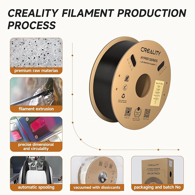 Creality Hyper PLA Filament 1.75mm Black & White 2KG, 30-600mm/s High Speed PLA 3D Printer Filament, 2 Pack 1kg Spool(2.2lbs) PLA, Dimensional Accuracy +/-0.02mm, Fit Most FDM 3D Printer