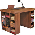 Project Center Desk with Bookcase and 3 Bin Cabinet-Walnut by VentureHorizon