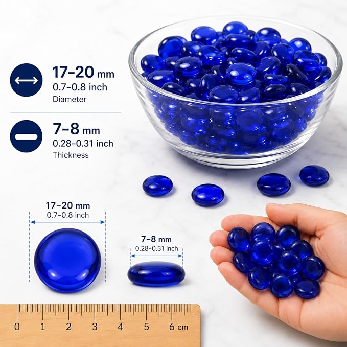 ARSUK 2LB Blue Flat Glass Marbles, Beads - Image 2