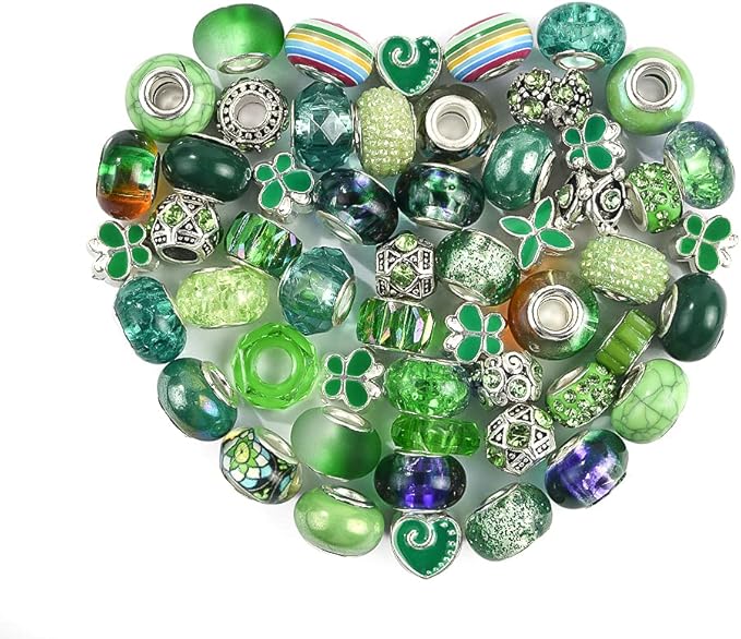 Aipridy European Large Hole Beads, Colorful Glass Charm Beads Set by AIPRIDY