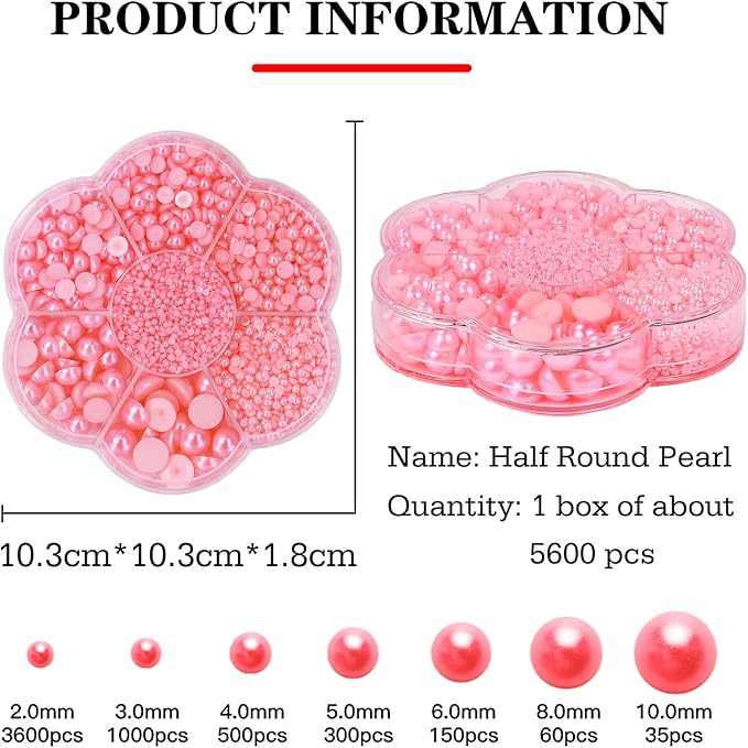 5600PCS Half Round Pearls Flatback Imitation Pearls - Image 2