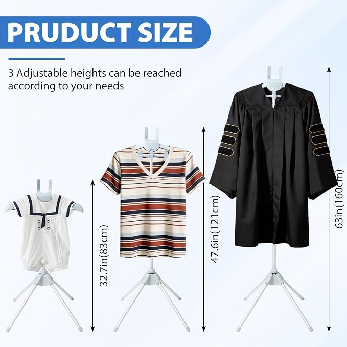 Adjustable Cap and Gown Display Stand, 32-63 Inch, Foldable Steel Frame - Image 3