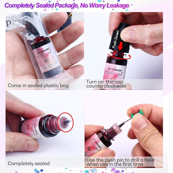 LET'S RESIN Concentrated Alcohol Ink Set, 26 Vibrant Colors | Alcohol-Based - Image 6