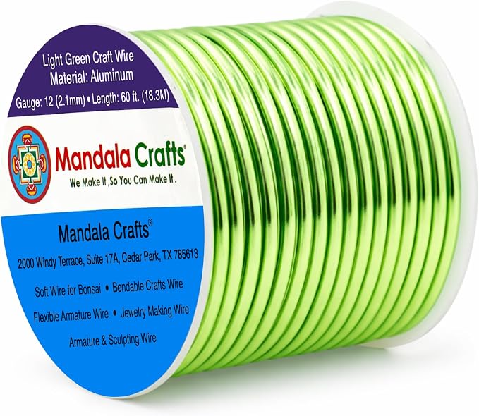 Mandala Crafts 12 Gauge Light Green Anodized Aluminum Craft Wire, 60 FT | by MandalaCrafts