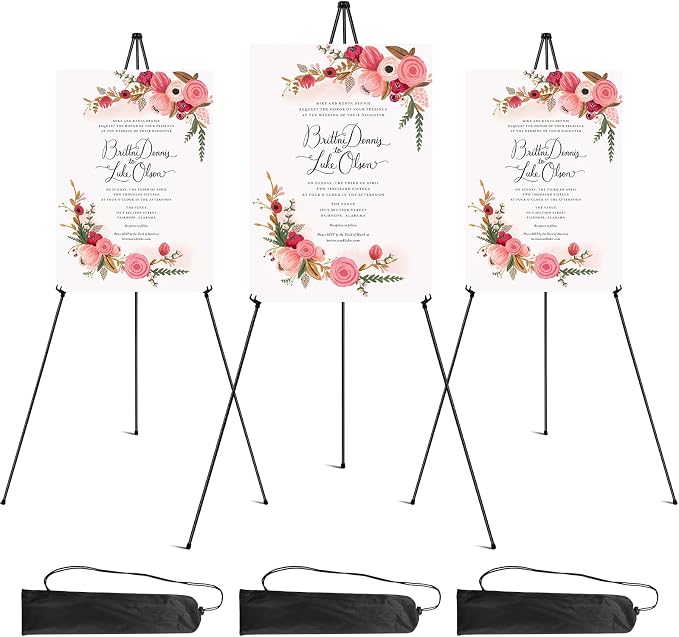 RRFTOK 3 Pack 63 in Sign Easel Stands, Instant-Fold Tripods by RRFTOK