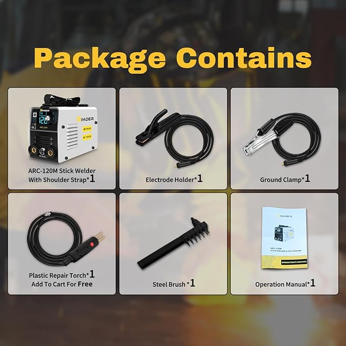 SSIMDER Stick Welder Plastic Welder 2 in 1 Welding Machine ARC-120M 110V MMA ARC Welder Machine dc Inverter Welder with Plastic Gun Upgraded Plastic Welder Portable Welding Machine