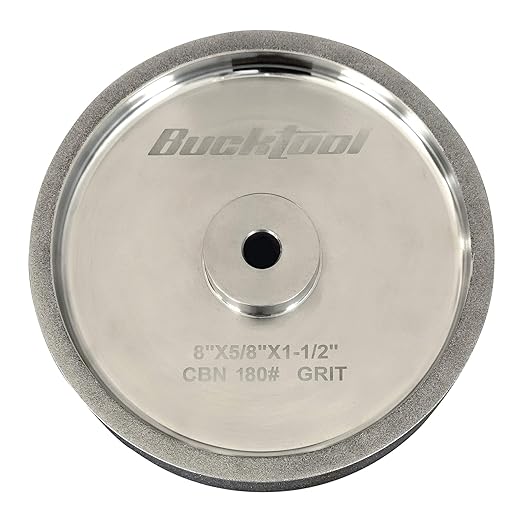 BUCKTOOL 180 Grit 8 Inch CBN Grinding Wheel, 1.5" Wide, 5/8" Arbor Cubic Boron Nitride Sharpening Wheel for Sharpening Wood-Turning Tools, Chisels, Hardcore and More