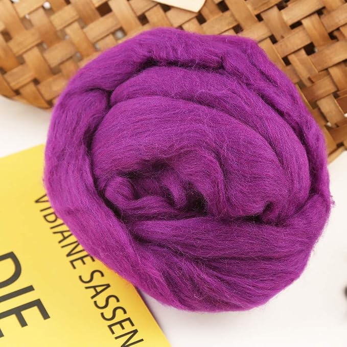 3.53oz Wool Roving, Fiber Roving Wool Top, Needle Felting Supplies, Pure Wools - Image 8