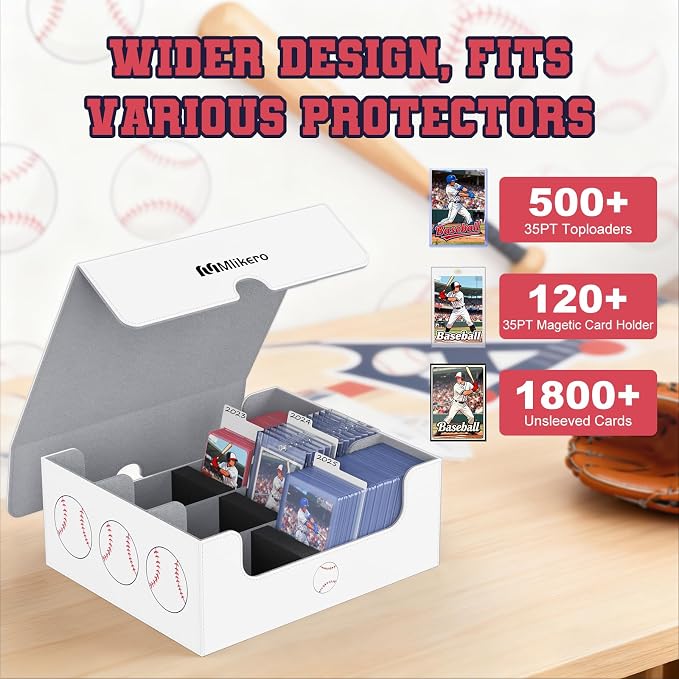 Mlikero Baseball Card Storage Box, Trading Card Storage Box Oversized Fits - Image 2
