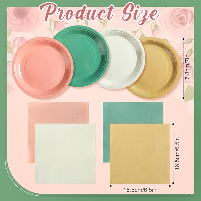 Zhehao 120 Pcs Disposable Paper Plates and Napkins Bulk Birthday Party - Image 2