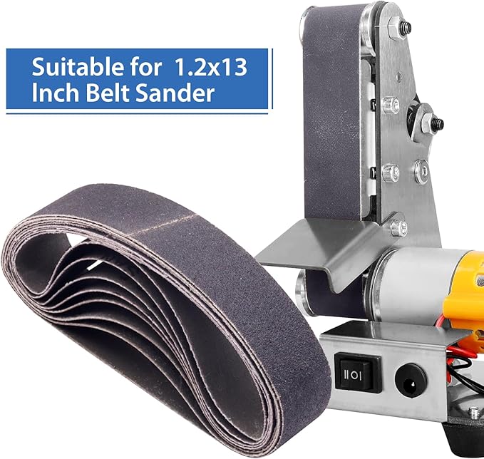 Taokyid 24 Pcs 1.2 x 13 Inch Replacement Knife Sharpener Sanding Belt, 330x30mm Silicon Carbide Sanding Belt - 3 Pcs Each of 120 240 400 600 800 1000 Grits 1.2"x 13" Sanding Belts